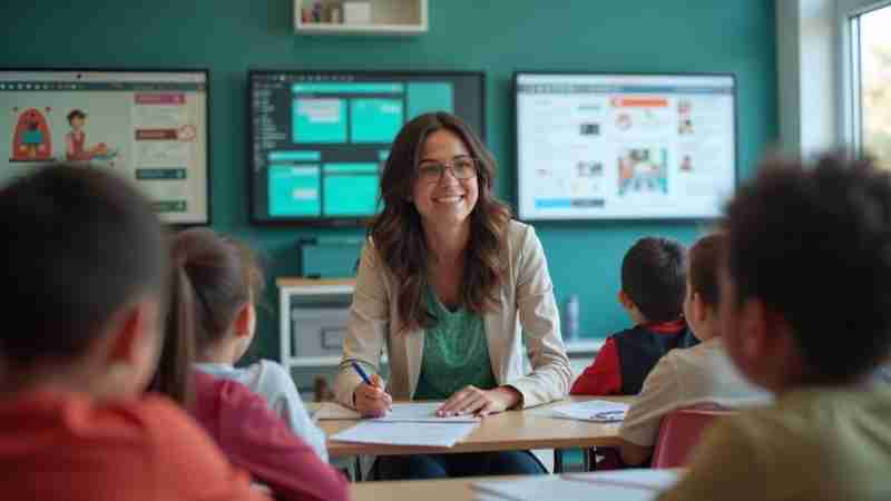 2025: Teachers Embrace AI to Enhance Student Learning and Reduce Burnout, Concept art for illustrative purpose, tags: zu und - Monok